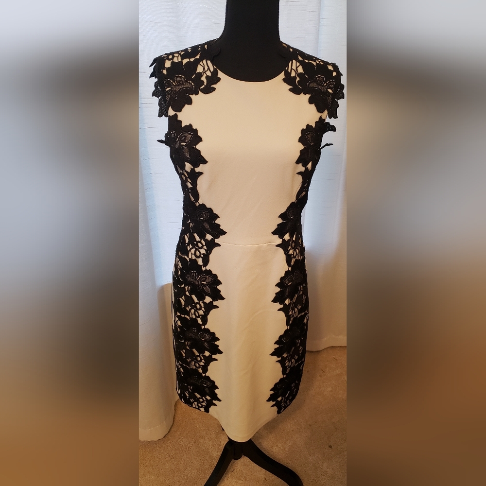 Betsey Johnson Black and White Floral Lace Dress